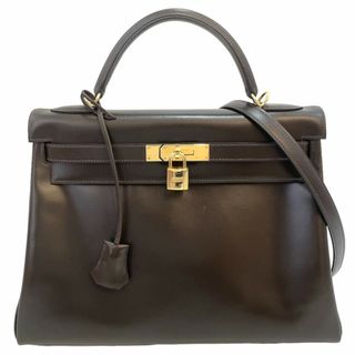 エルメス(Hermes)の【SALE】HERMES エルメス 2WAY ケリー32 ハンドバッグ ショルダーバッグ 肩掛け 斜め掛け 内縫い 鞄 かばん 焦げ茶 □E ボックスカーフ    ダークブラウン ゴールド金具 レディース 美品 2001年【中古品】(ショルダーバッグ)