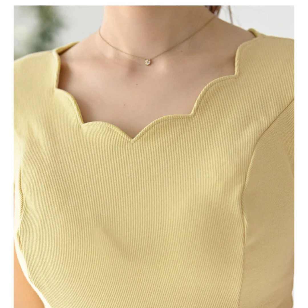 半袖スカラップトップス(イエローM) メンズのトップス(Tシャツ/カットソー(半袖/袖なし))の商品写真