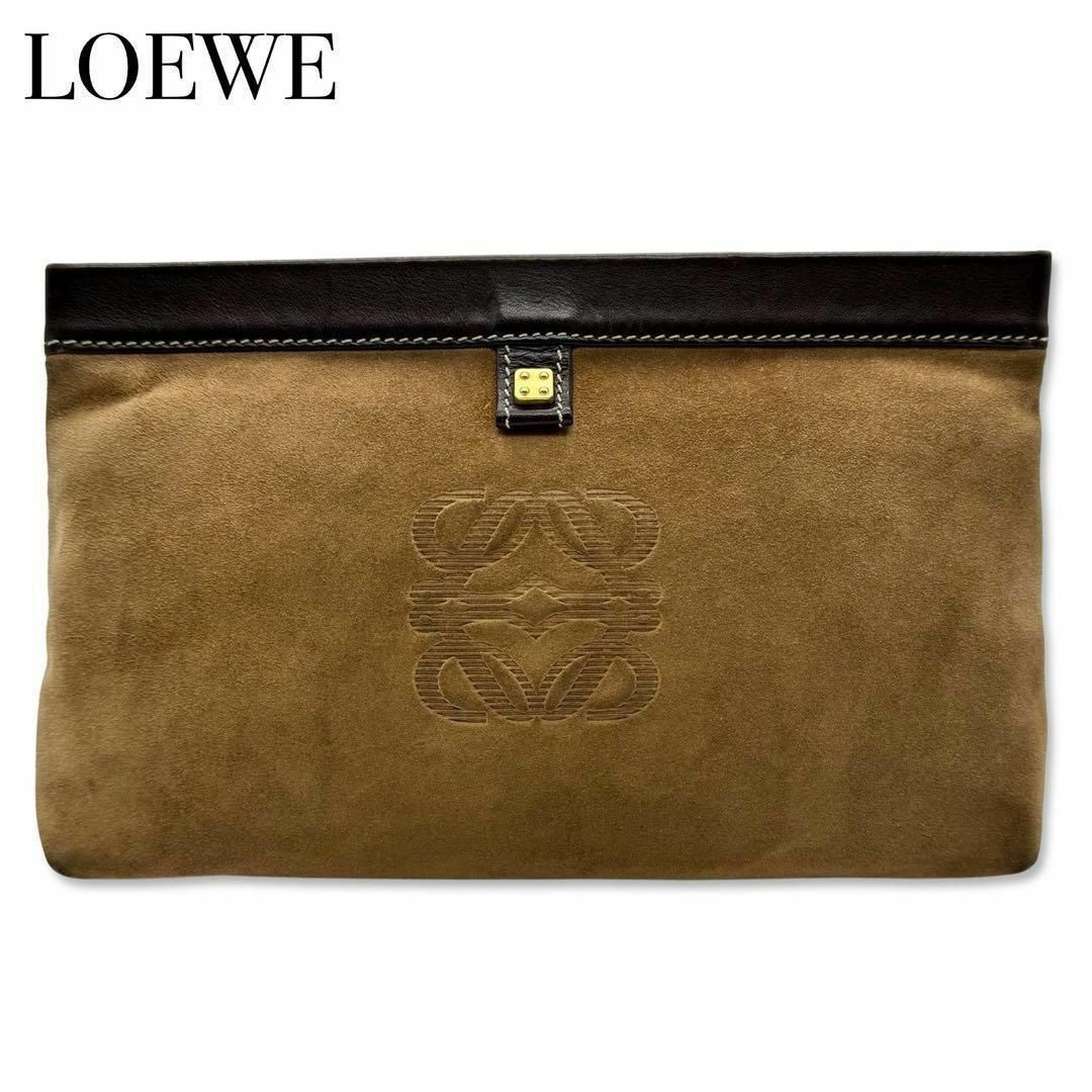 LOEWE(ロエベ)のロエベ アナグラム クラッチ セカンドバッグ レディース メンズ ブラウン メンズのバッグ(セカンドバッグ/クラッチバッグ)の商品写真