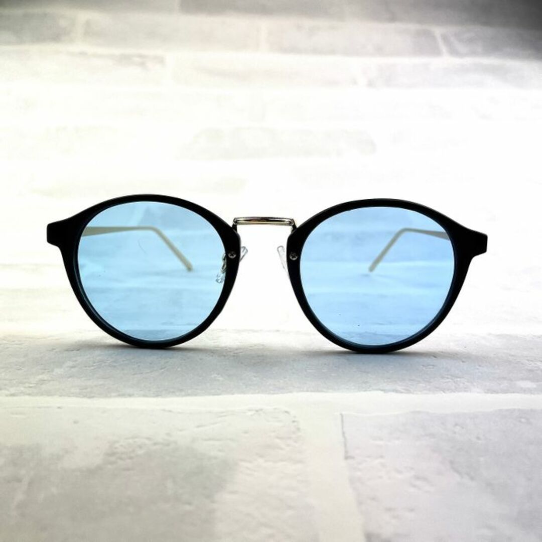 新品未使用 ライトブルー ウェリントン サングラス ボストン 眼鏡 メンズのファッション小物(サングラス/メガネ)の商品写真