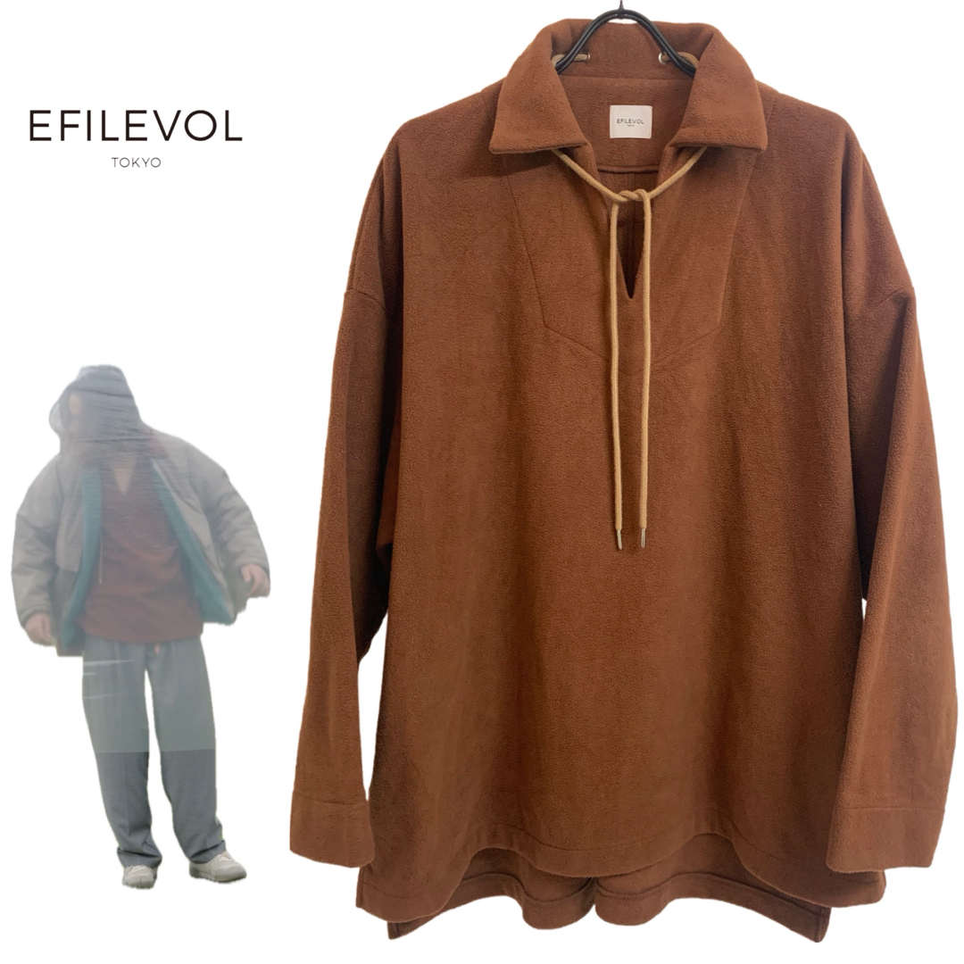 .efiLevol(エフィレボル)のEFILEVOL エフィレボル Fleece Skipper Shirt BRW メンズのトップス(スウェット)の商品写真