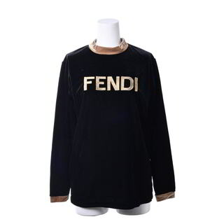フェンディ(FENDI)のFENDI  ロゴ刺繍 ベロア トップス(Tシャツ(半袖/袖なし))