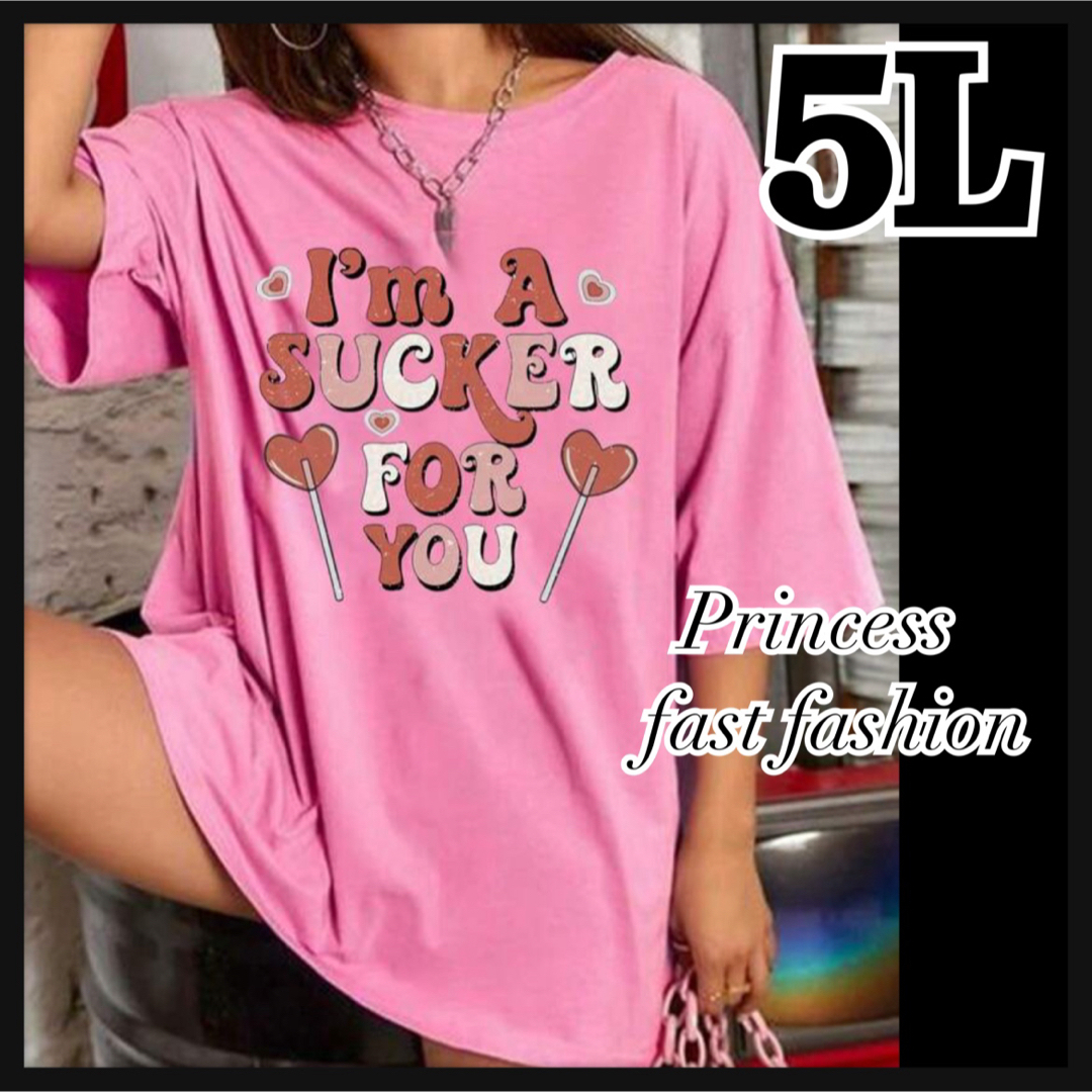 【5L】キャンディピンク 半袖Tシャツ 大きいサイズ レディース レディースのトップス(Tシャツ(半袖/袖なし))の商品写真