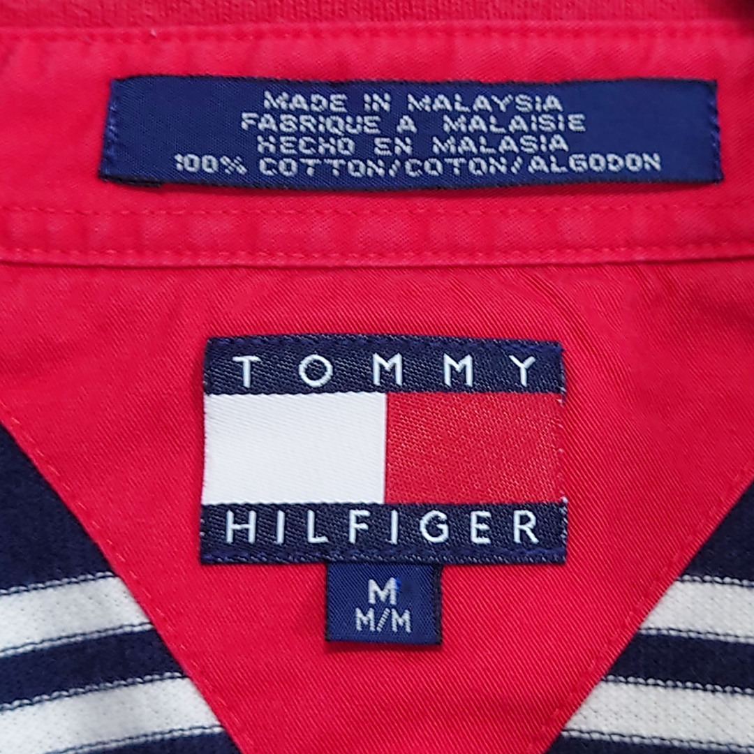 TOMMY HILFIGER(トミーヒルフィガー)の【トミーヒルフィガー 半袖ロゴ刺繍ポロシャツ】90's 旧ロゴ M 古着 メンズのトップス(ポロシャツ)の商品写真