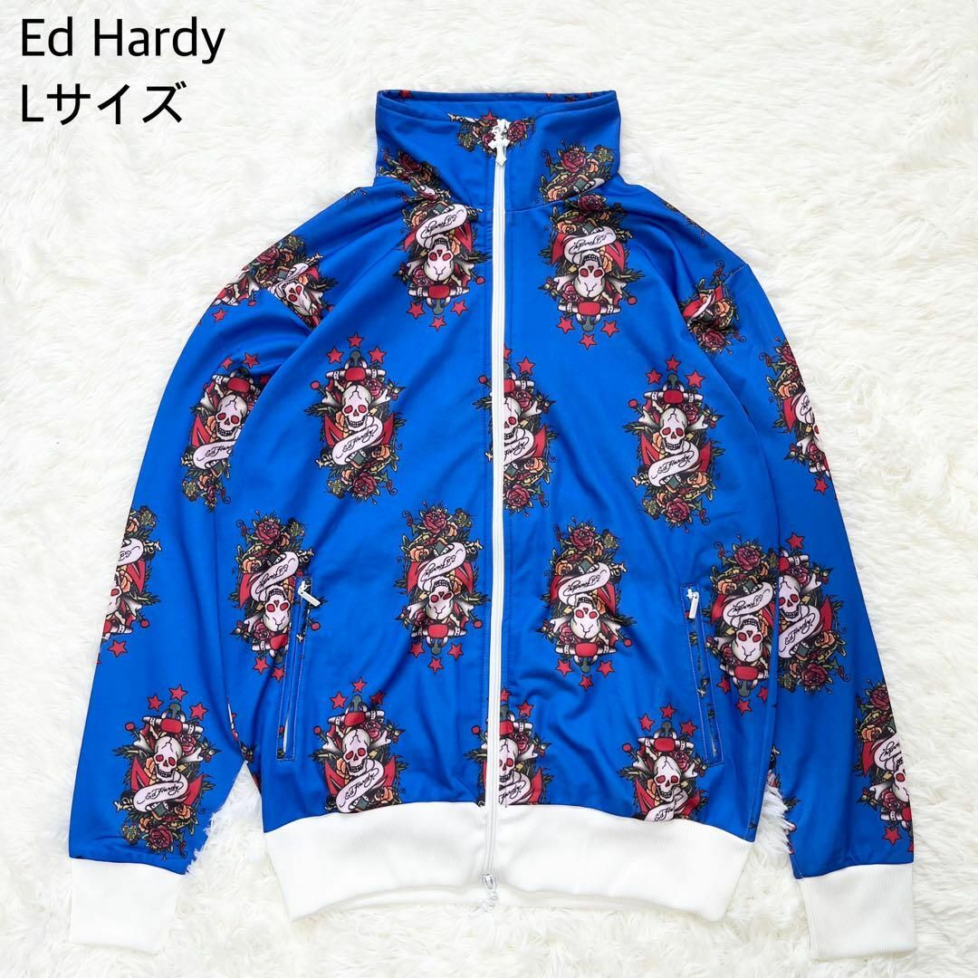 Ed Hardy(エドハーディー)の【美品】Ed Herdy トラックジャケット スカル 花柄 春秋 自宅洗濯可能 メンズのトップス(ジャージ)の商品写真