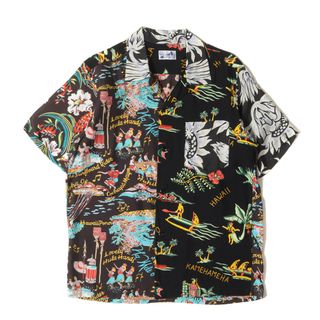 サンサーフ(Sun Surf)の美品 SUN SURF サンサーフ シャツ サイズ:S 17SS BEAMS 別注 クレイジーパターン レーヨン アロハシャツ ブラック 黒 東洋 コラボ トップス ハワイアンシャツ カジュアル 半袖【メンズ】【中古】(シャツ)