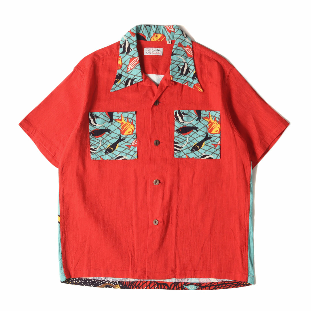 Sun Surf(サンサーフ)の美品 SUN SURF サンサーフ シャツ サイズ:S 19SS 漁師 バックパネル リネン アロハシャツ ROSS SATHERLAND実名復刻 / SPECIAL EDITION レッド 東洋 トップス ハワイアンシャツ カジュアル 半袖【メンズ】【中古】 メンズのトップス(シャツ)の商品写真