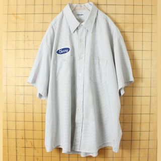 ラングラー(Wrangler)のビッグサイズ ラングラーワッペンストライプワークシャツ ネイビーXXL ss58(シャツ)