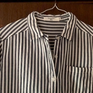 サマンサモスモス(SM2)のサマンサモスモス　ブルー　ストライプ シャツ　Mサイズ　S〜M?(Tシャツ(長袖/七分))