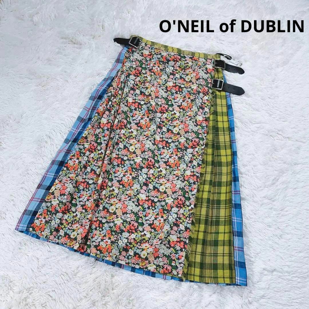 O'NEIL of DUBLIN(オニールオブダブリン)のオニールオブダブリン リバティ コラボ チェック ロングスカート リネン　花柄 レディースのスカート(ロングスカート)の商品写真