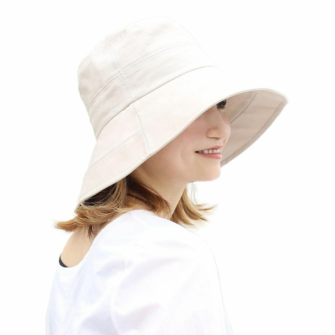 【色: アイボリー】[ナル] 帽子 レディース 日焼け防止 大きいサイズ 遮光  レディースのファッション小物(その他)の商品写真