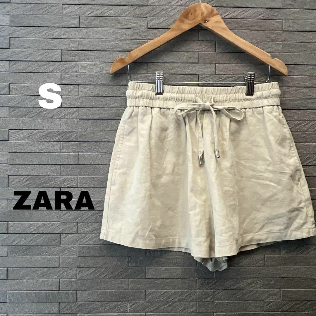 ZARA(ザラ)のザラ ZARA リネン ショートパンツ キュロット バミューダパンツ  ベージュ レディースのパンツ(ショートパンツ)の商品写真