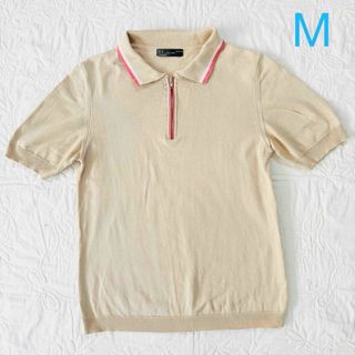 ザラ(ZARA)のZARA sport ザラ　半袖ニット　サマーセーター　コットン　ベージュ　M(ニット/セーター)