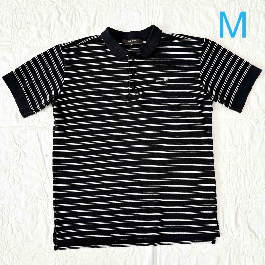 COMME CA MEN(コムサメン)のCOMME CA MEN  コムサメン　ポロシャツ　黒　ボーダー 半袖　M  メンズのトップス(ポロシャツ)の商品写真