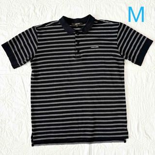 コムサメン(COMME CA MEN)のCOMME CA MEN  コムサメン　ポロシャツ　黒　ボーダー 半袖　M (ポロシャツ)