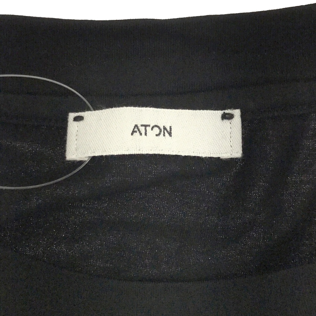 ATON(エイトン)のATON エイトン ロングスリーブカットソー 7030993 ブラック 02 メンズのトップス(Tシャツ/カットソー(七分/長袖))の商品写真