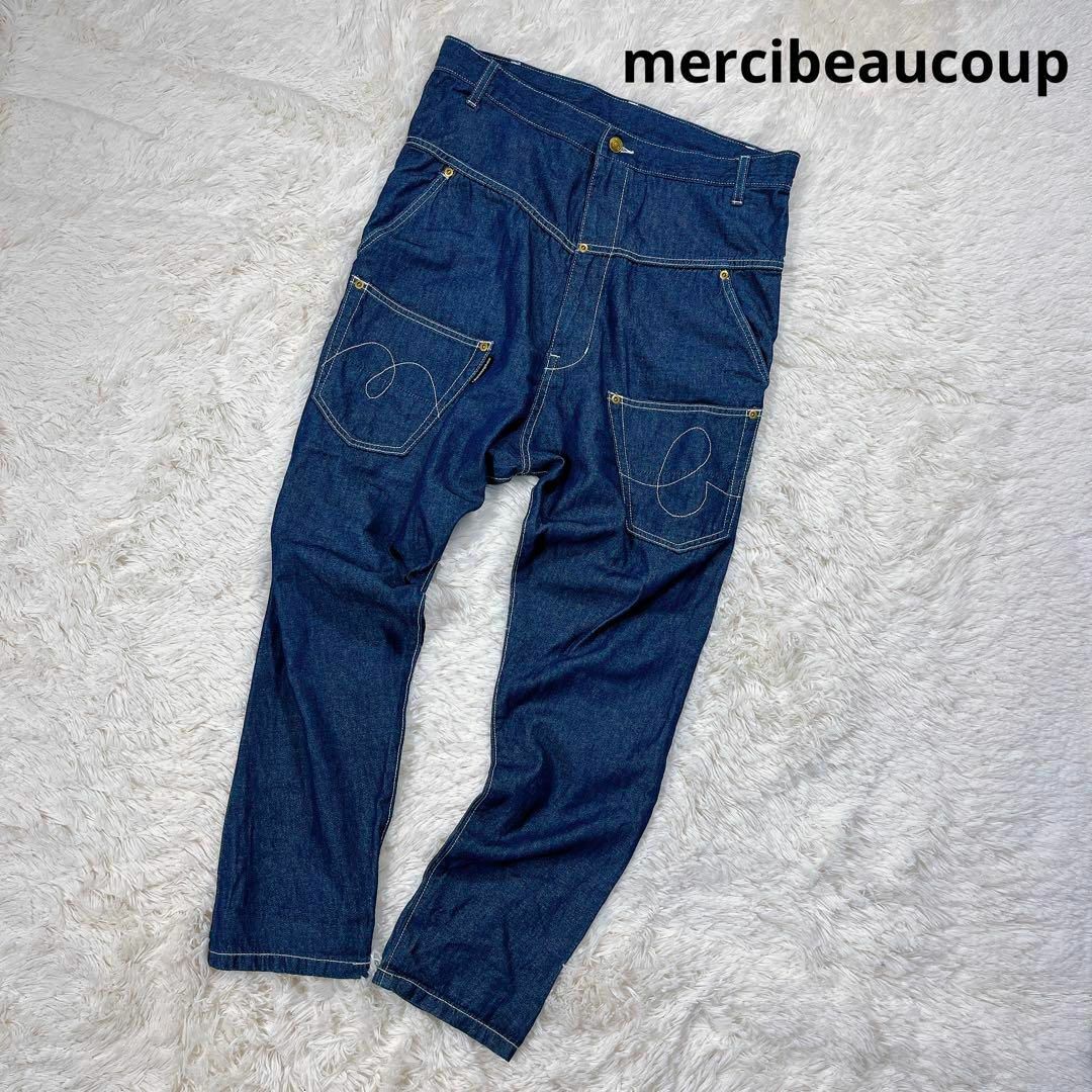mercibeaucoup(メルシーボークー)のメルシーボークー 後ろ前 サルエルパンツ デニム mercibeaucoup レディースのパンツ(デニム/ジーンズ)の商品写真