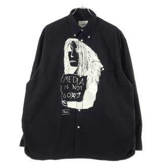 タカヒロミヤシタザソロイスト(TAKAHIRO MIYASHITA THE SOLOIST.)のTAKAHIRO MIYASHITA The SoloIst. タカヒロミヤシタザソロイスト 23SS Oscar button down shirt. (media is not go⨂d.type 1) ペイントグラフィックシャツ sos.0001 ブラック 46(シャツ)