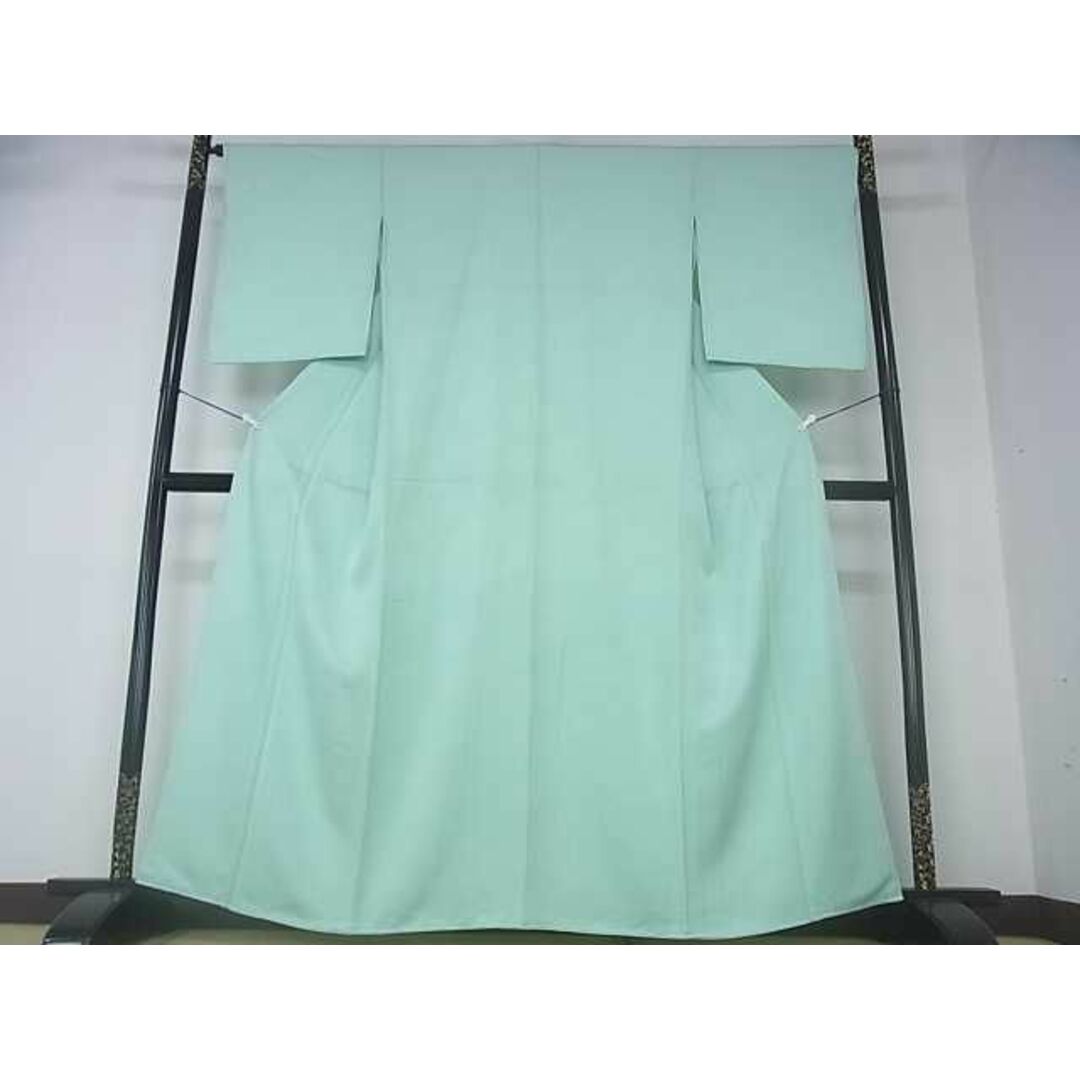 平和屋2■上質な色無地　菱地紋　オパールグリーン色　逸品　DAAD0082ar レディースの水着/浴衣(着物)の商品写真
