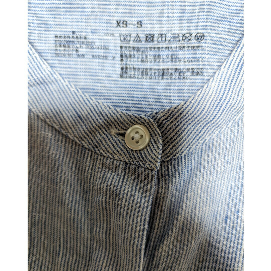 MUJI (無印良品)(ムジルシリョウヒン)の無印良品　リネンストライプシャツ/サイズXS-S レディースのトップス(シャツ/ブラウス(長袖/七分))の商品写真