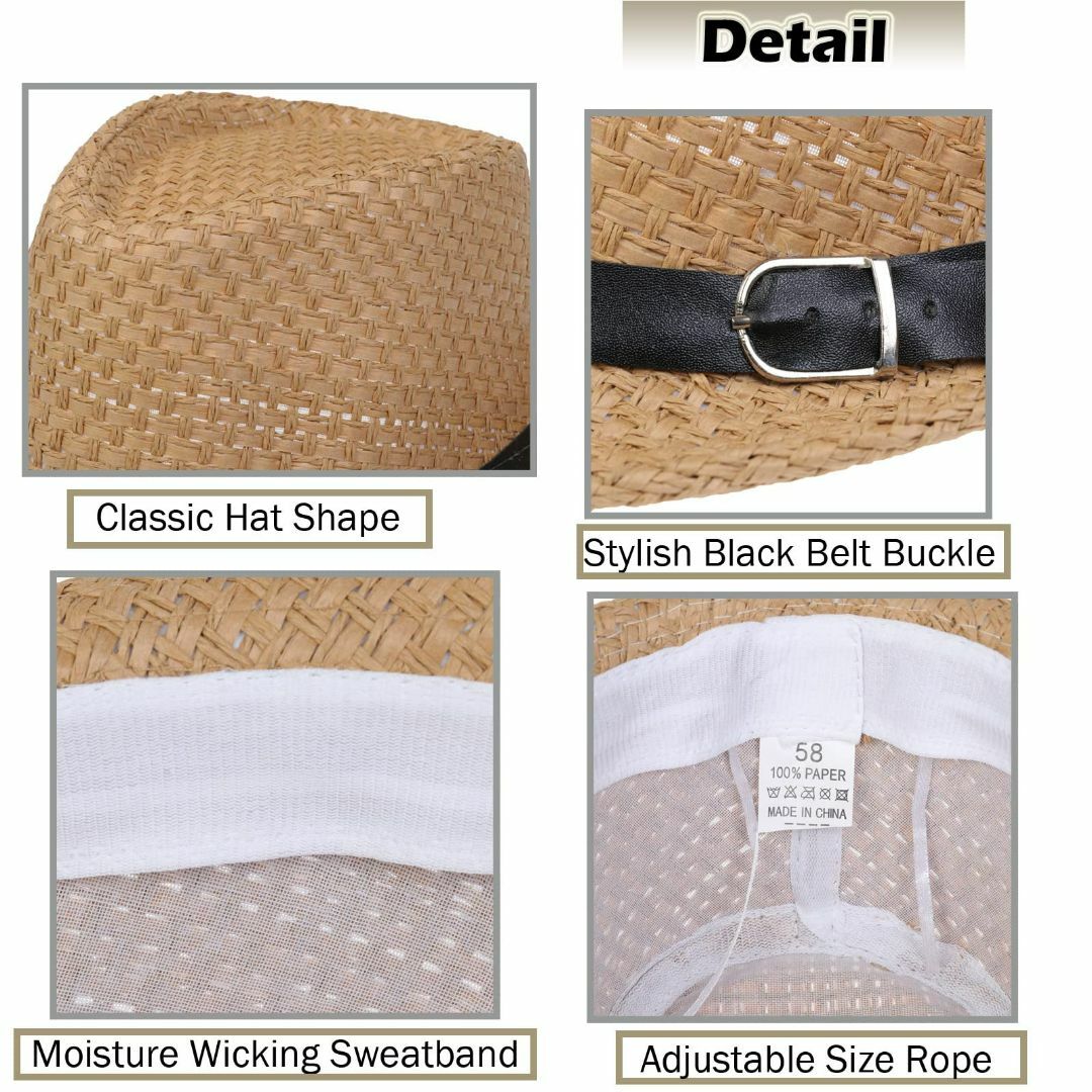 【色: ZAベージュ】JK Home 中折れ帽 帽子 夏用 ジャズ帽子 麦わらハ メンズのファッション小物(その他)の商品写真