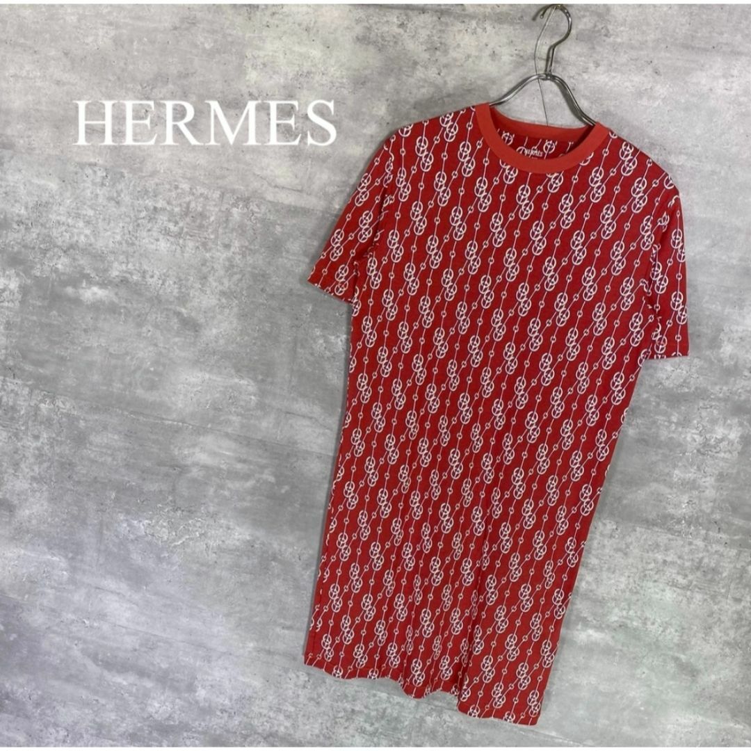 Hermes(エルメス)の『HERMES』エルメス (36) 総柄ロング丈Tシャツ レディースのトップス(Tシャツ(半袖/袖なし))の商品写真