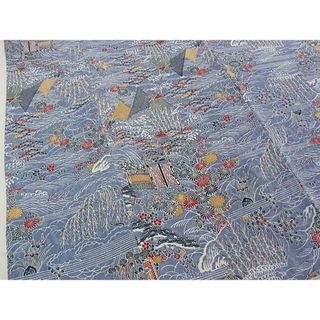 平和屋2■上質な小紋　流水風景花文　逸品　DAAB1407jm(着物)