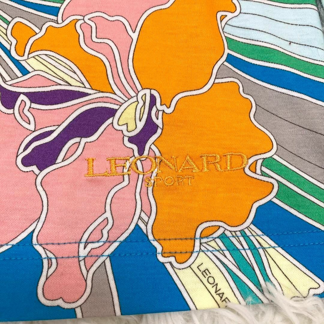 LEONARD(レオナール)の美品♡ LEONARD カットソー　花柄　トリム　メッシュ　春夏　マルチ　40 レディースのトップス(カットソー(長袖/七分))の商品写真