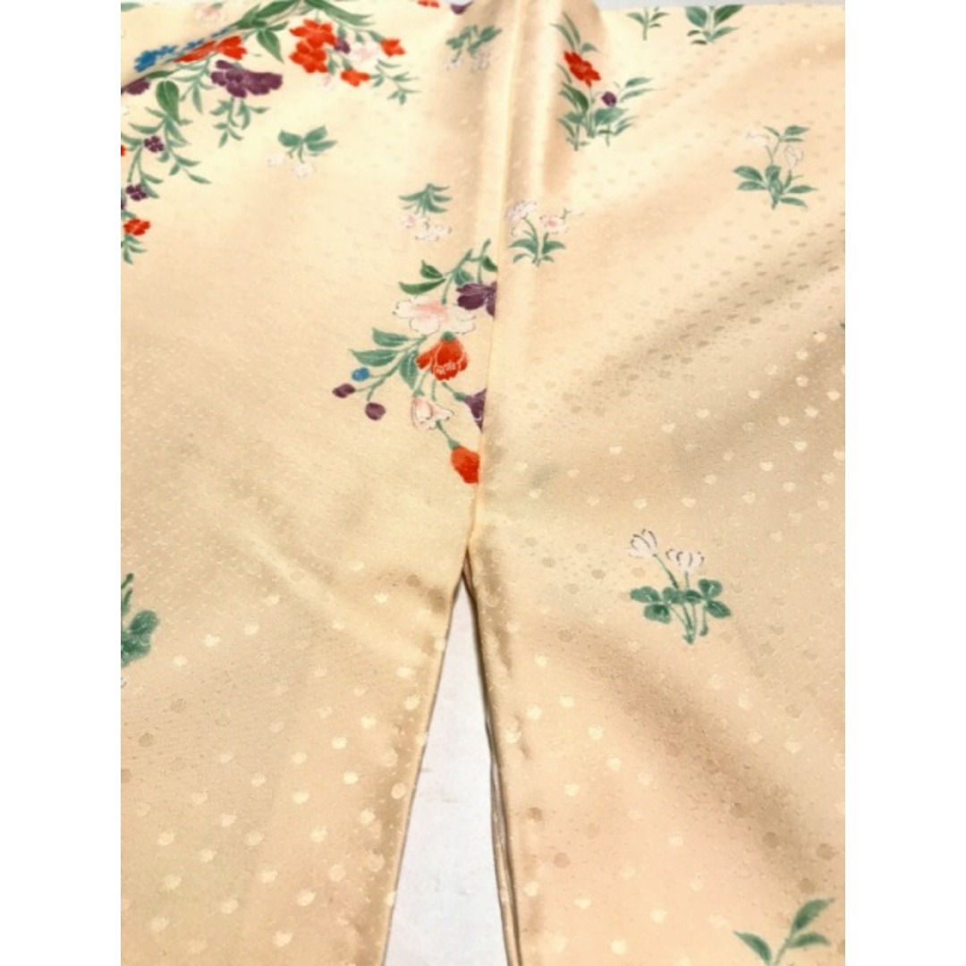 【中古】小紋 化繊 ピンク地に草花模様 裄64cm Mサイズ レディースの水着/浴衣(着物)の商品写真
