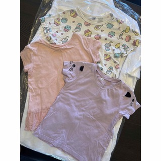 ニシマツヤ(西松屋)のTシャツ３枚セット 110cm スイーツ 白 ピンク 紫 犬(Tシャツ/カットソー)
