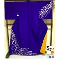 【中古】踊り用 化繊 紫地に花火模様 胴抜き 裄65.5cm Sサイズ