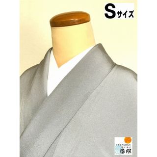 【中古】 付け下げ 正絹 グレー地に霞模様 裄64.5cm Sサイズ 江戸小紋 付下げ訪問着 袷着物 (着物)