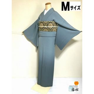 【中古】付け下げ 正絹 薄グレー地に霞模様 裄65cm Mサイズ(着物)