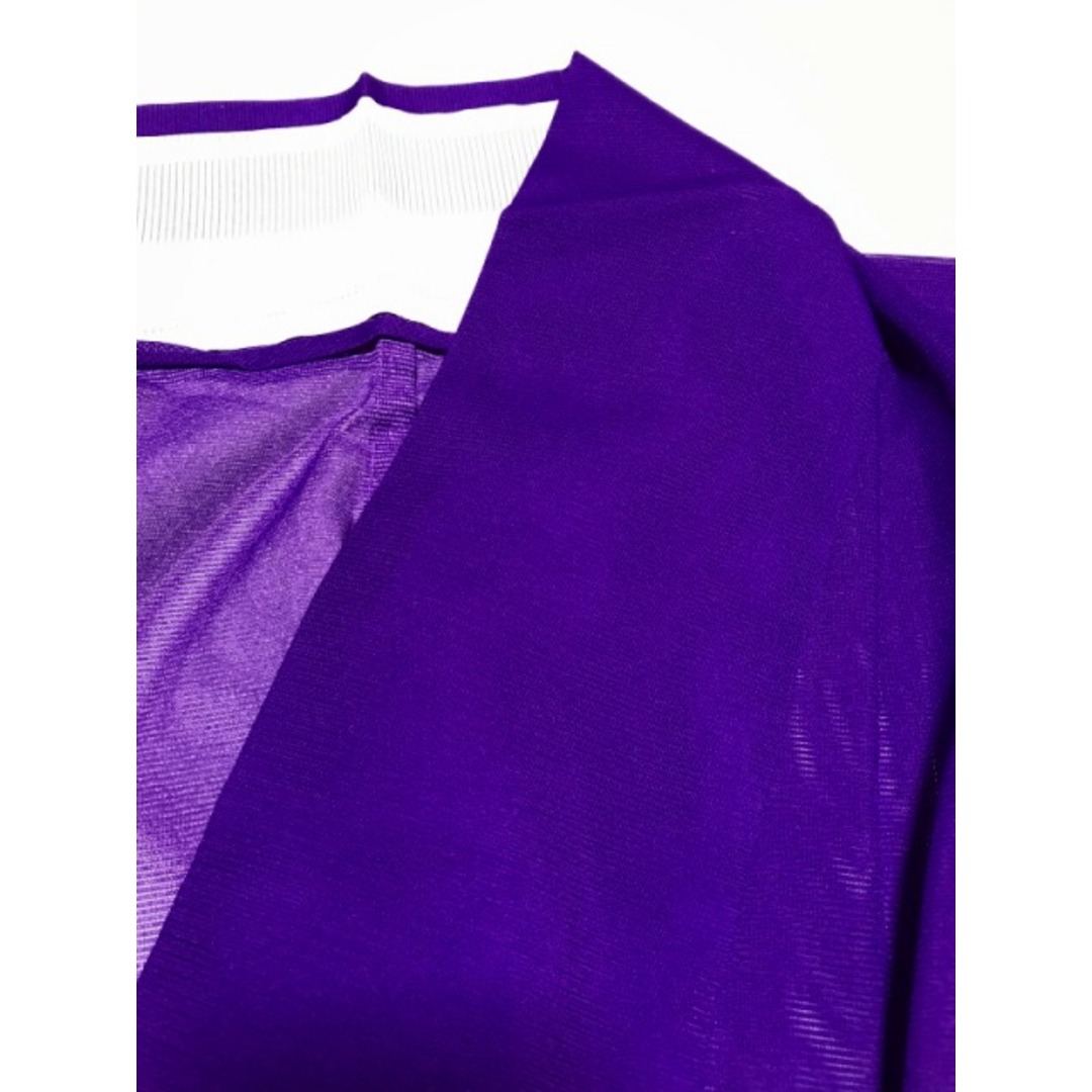【中古】踊り用 化繊 紫絽地に芝草模様 夏着物 裄65cm Mサイズ レディースの水着/浴衣(着物)の商品写真