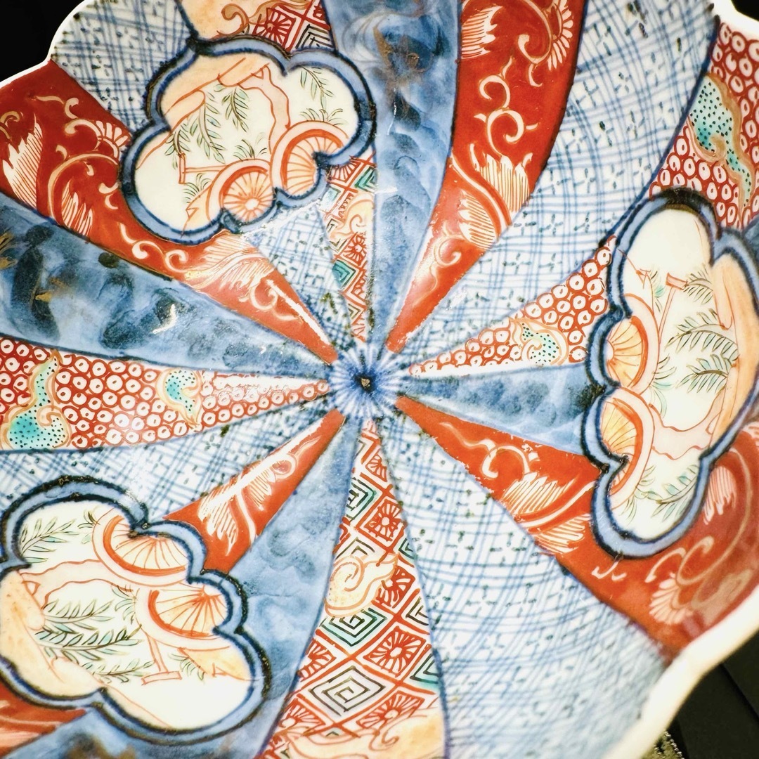 【数々のアワードを受賞】 古伊万里 染錦金襴手 江戸後期 1客 碗 輪花鉢 手描き 食器