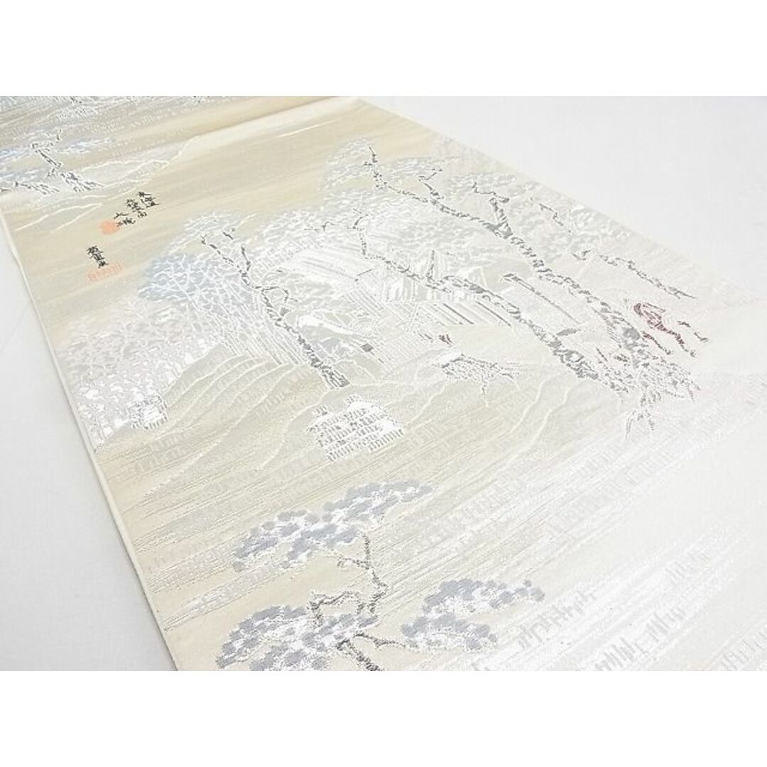 平和屋２◎六通柄袋帯　東海道・廣重　銀糸　逸品　DAAC0702cm レディースの水着/浴衣(帯)の商品写真