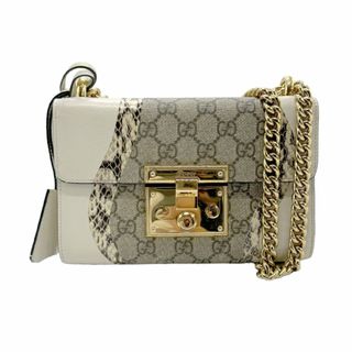 グッチ(Gucci)のグッチ GUCCI ショルダーバッグ レザー/GGスプリームキャンバス/パイソン アイボリー レディース 432182 送料無料【中古】 z0981(ショルダーバッグ)