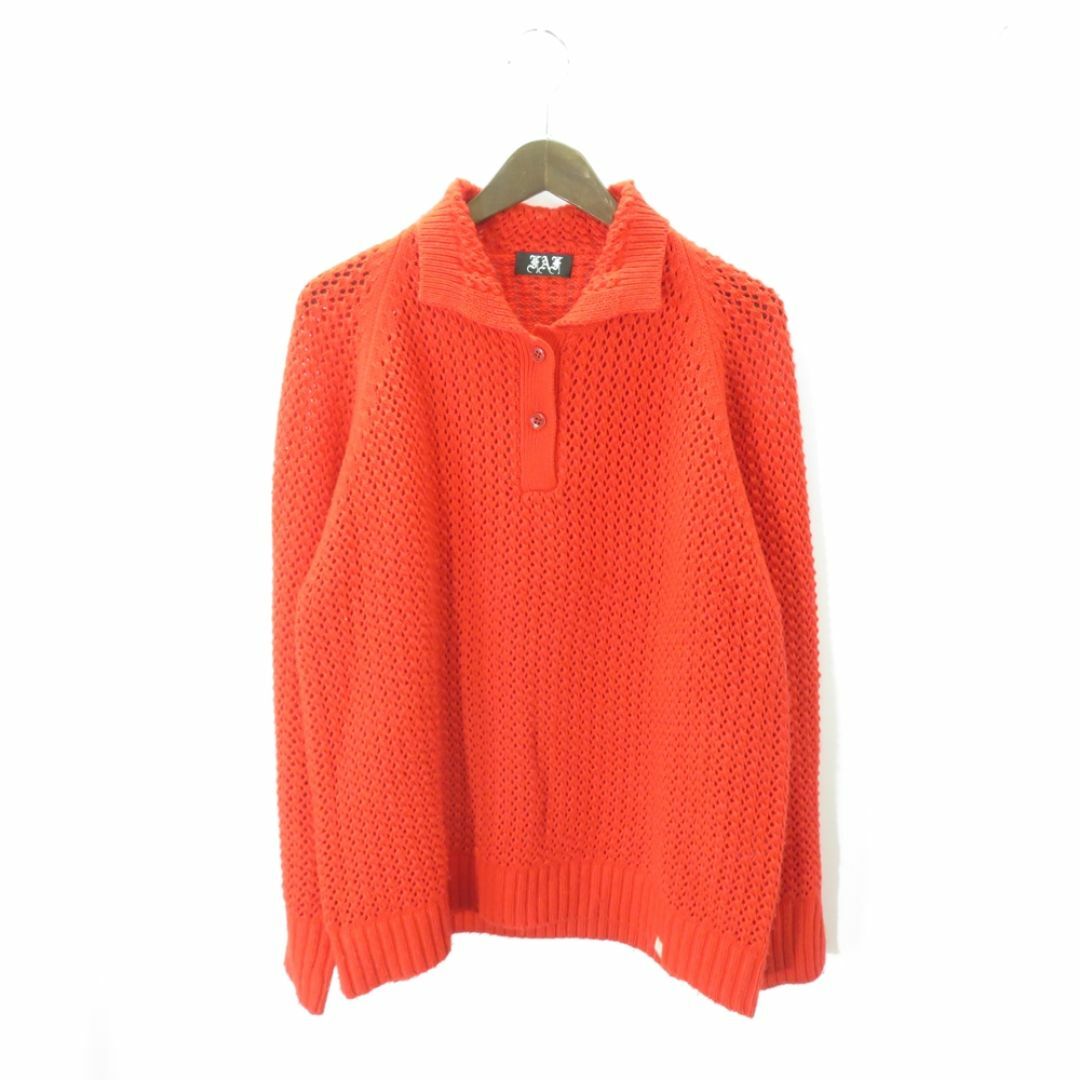  FAF Openwork Knit Polo Shirts 13413009 RED Size-2  メンズのトップス(ポロシャツ)の商品写真