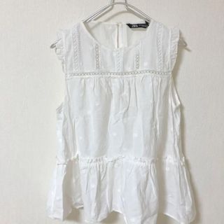 ザラ(ZARA)のZARA カギ編みレースの袖なしブラウス(シャツ/ブラウス(半袖/袖なし))