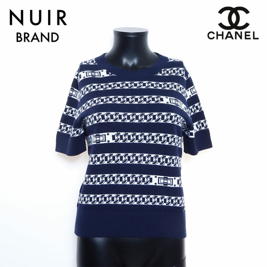 シャネル CHANEL ボーダー ココマーク 半袖 ニット カシミヤ シャネル CHANEL ボーダー ココマーク 半袖 ニット カシミヤ