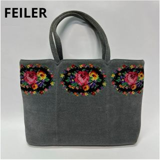 フェイラー(FEILER)のFEILER フェイラー　花柄　グレー　トートバッグ　ハンドバック  肩掛け(トートバッグ)