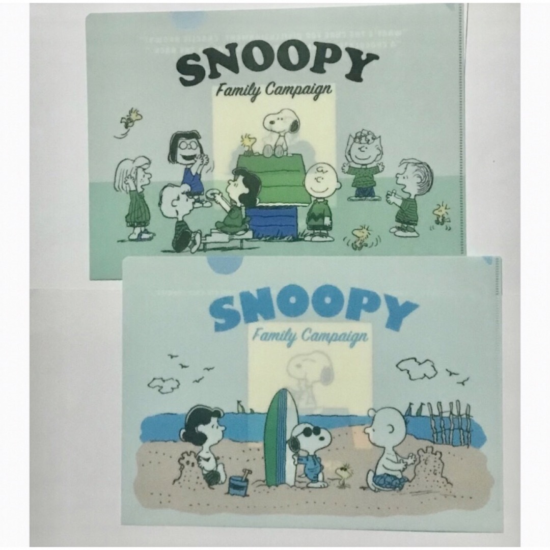 PEANUTS(ピーナッツ)のSNOOPY🐾クリアファイル🐾２種セット♪🐾ディープグリーン&ライトブルー🐾 エンタメ/ホビーのおもちゃ/ぬいぐるみ(キャラクターグッズ)の商品写真