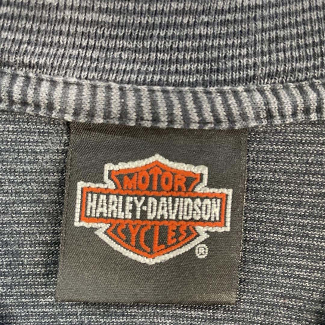 Harley Davidson(ハーレーダビッドソン)の【usa製、マルチボーダー、両面プリントロゴ】ハーレーダビッドソン古着Tシャツ メンズのトップス(Tシャツ/カットソー(半袖/袖なし))の商品写真