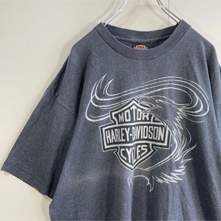 Harley Davidson - 【usa製、マルチボーダー、両面プリントロゴ】ハーレーダビッドソン古着Tシャツ