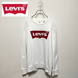 Levi's　リーバイス　スウェット　トレーナー　ロゴ　長袖　白　赤　古着　S(Tシャツ/カットソー(七分/長袖))