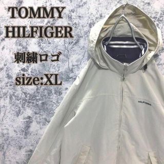 トミーヒルフィガー(TOMMY HILFIGER)のK155 アメリカ古着トミーヒルフィガー刺繍リブラインナイロンマウンテンパーカー(ナイロンジャケット)