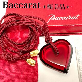 バカラ(Baccarat)の極美品✨バカラ クリスタルガラス ハート ネックレス チョーカー レッド 赤(ネックレス)
