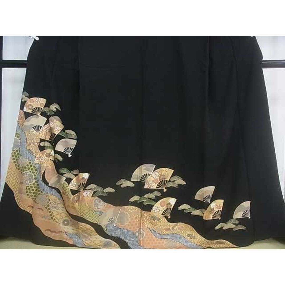 平和屋2■豪華黒留袖　鳳凰吉祥花文　金彩　逸品　DAAD0134ar レディースの水着/浴衣(着物)の商品写真