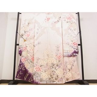 平和屋2■豪華振袖　手描き　飛鶴草花文　暈し染め　逸品　DAAA5618yyy(振袖)