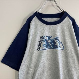 アディダス(adidas)の【ラグランTシャツ、ビックロゴ】adidasパフォーマンスロゴ古着90s半袖(Tシャツ/カットソー(半袖/袖なし))